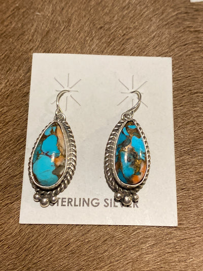 Lost Creek Fish Hook Teardrop Earrings With Lower Bead Detail - Turquoise