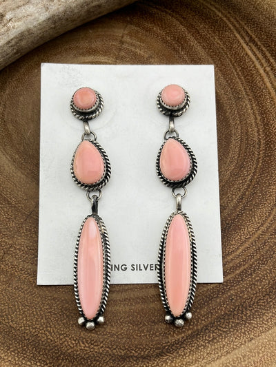Ava Sterling Pink Conch Oval Drop Earrings