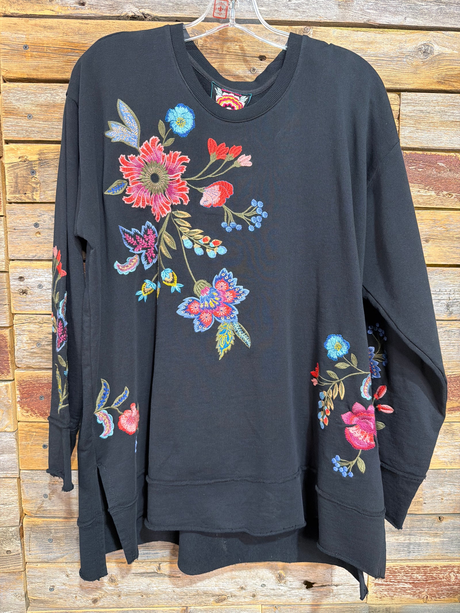 Johnny Was Hi-Lo Embroidered Pullover