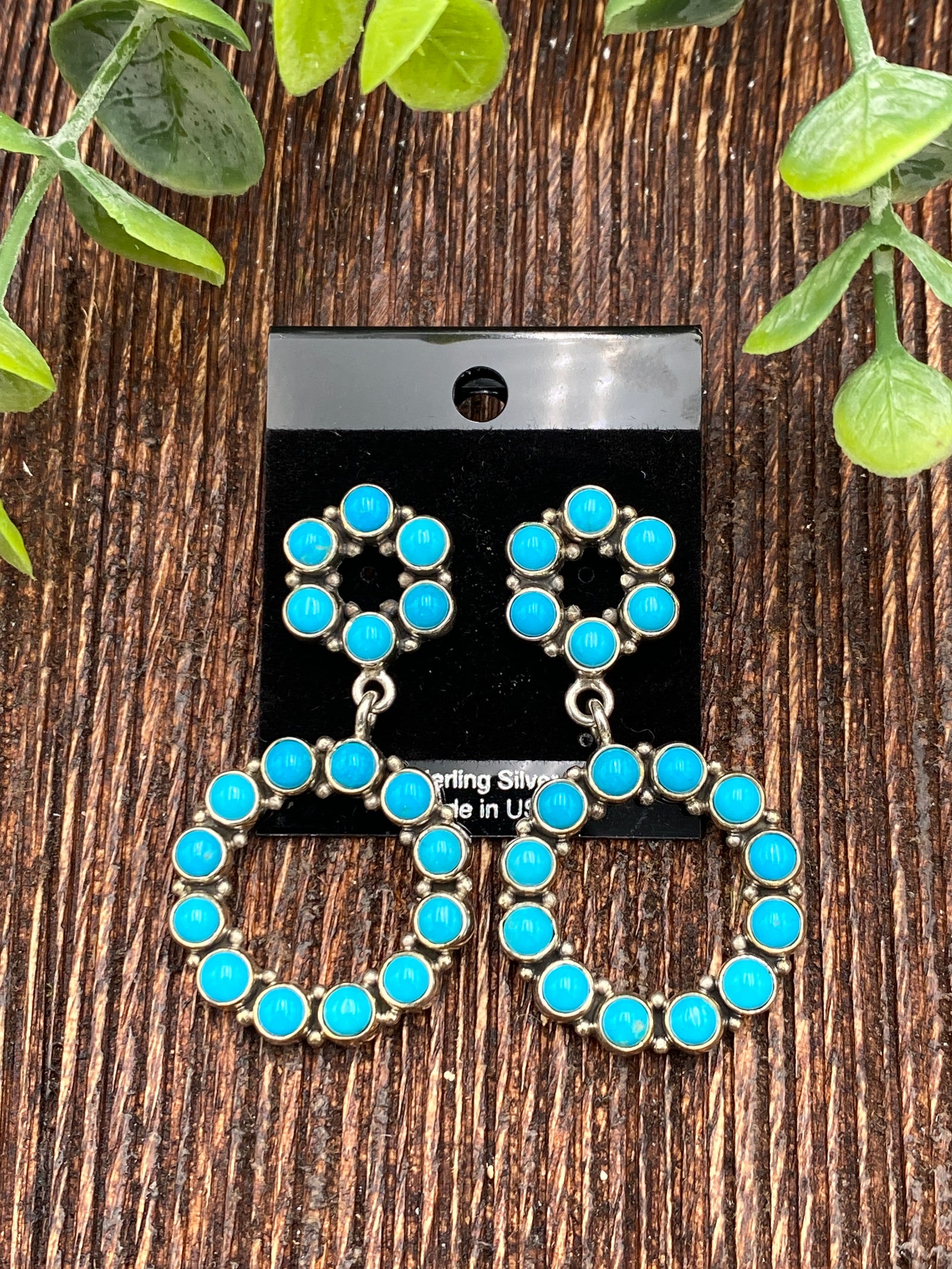 Blakely Turquoise Double Open Hoop Sterling Earrings