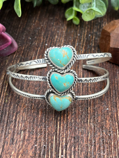Heart on Your Sleeve Slim Sterling Heart Stone Cuff