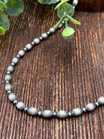 Declan Stamped Oval Designer Bead Sterling Necklace - 20"