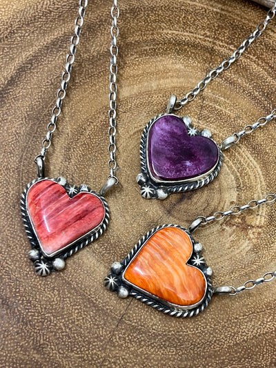 Kennedy Spiny Heart Stone Necklace - 18"