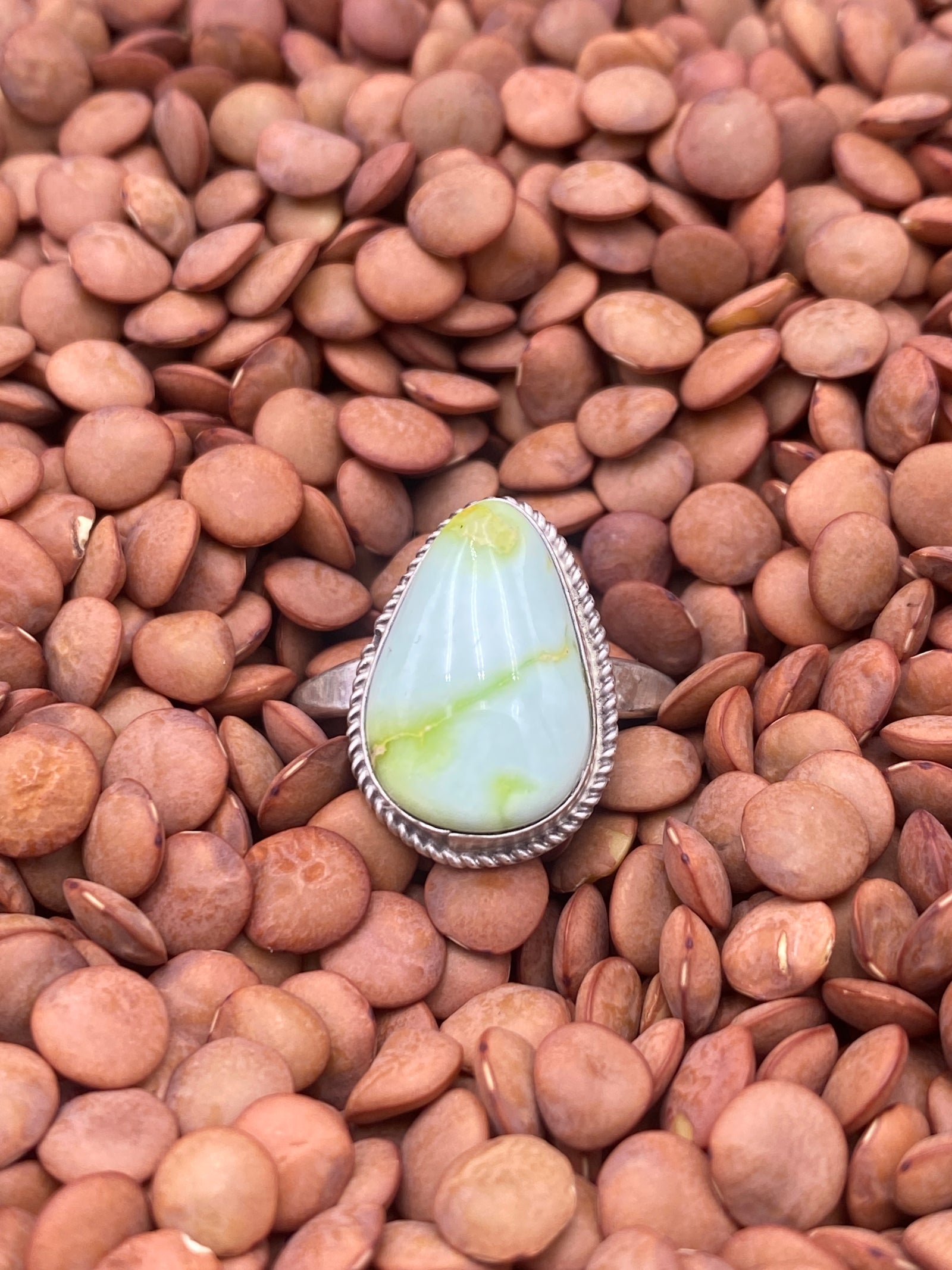 Alberton Palomino Turquoise Sterling Roped Teardrop Ring - 7.5