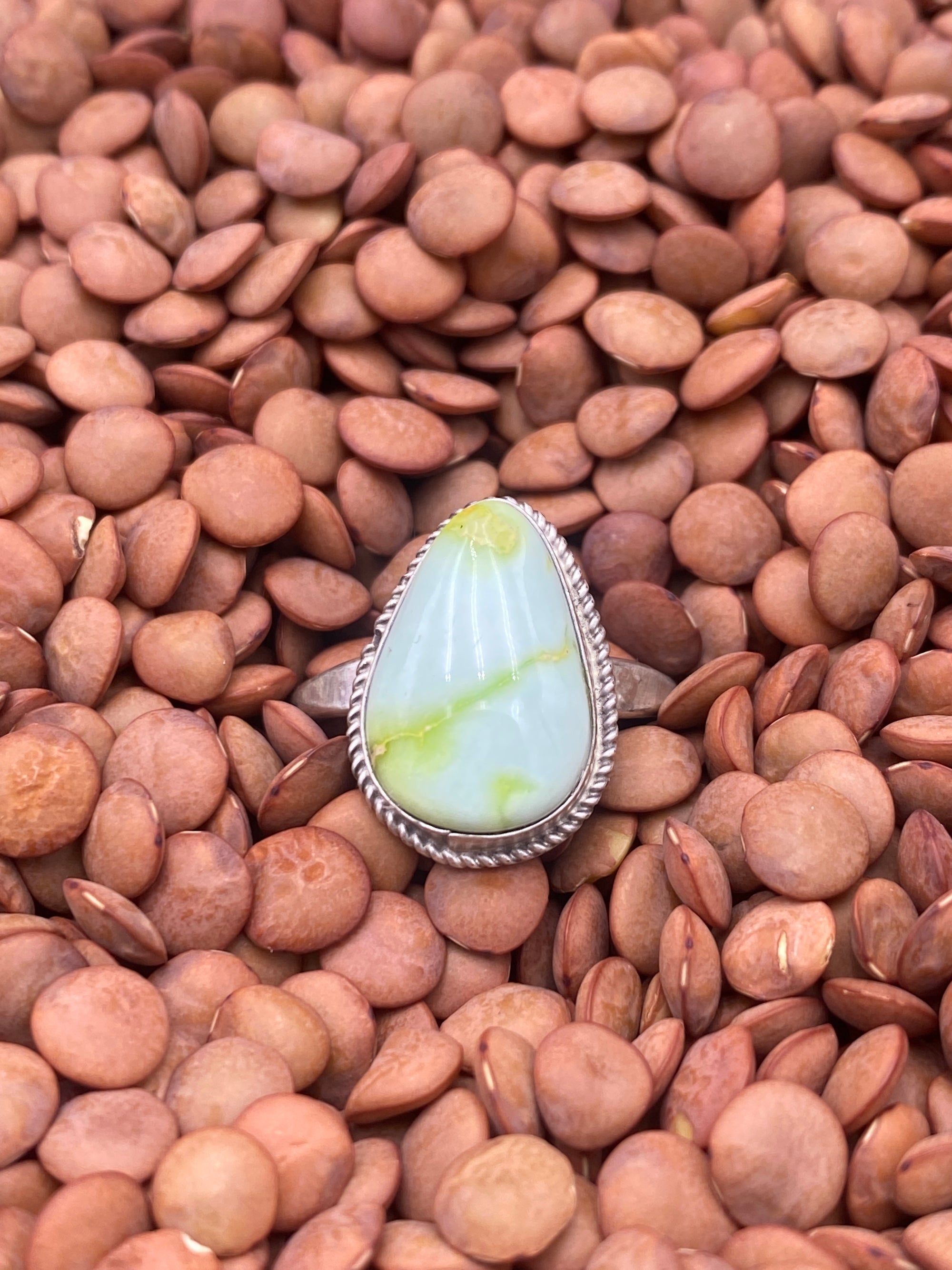 Alberton Palomino Turquoise Sterling Roped Teardrop Ring - 7.5