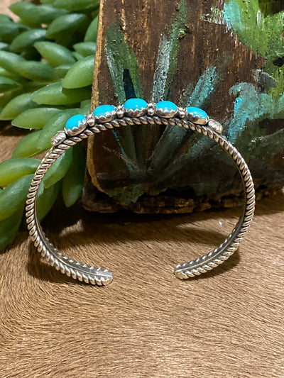 Crawford 5 Round Stone Sterling Burst Cuff With a Twist