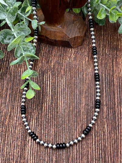 Rhonda Sterling 5mm Pearl & Onyx Necklace - 18"