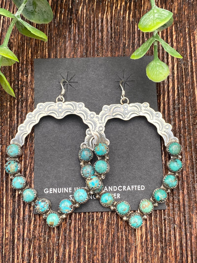 Brock Stamped Hoop Earrings With Stones