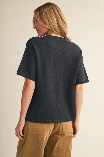 Caitlin Charcoal Comfy Sweater Top