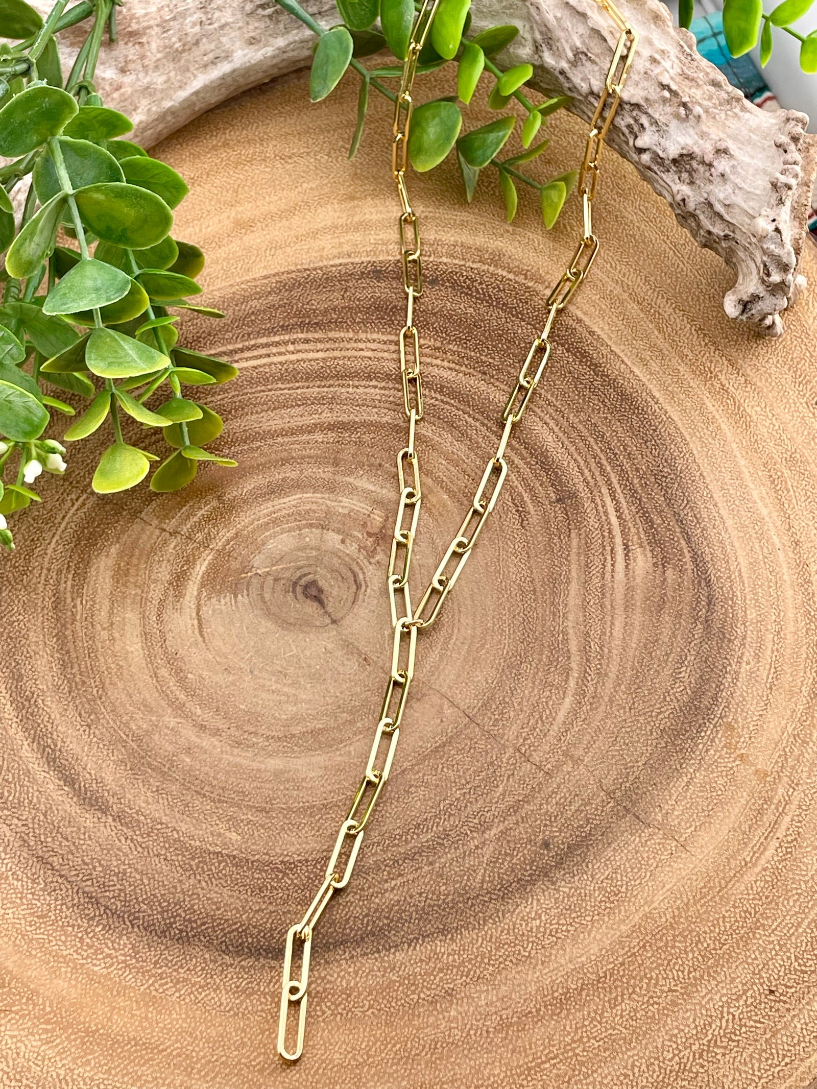Kimber 15mm Paperclip Y Necklace - Gold