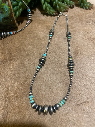 Cistern Sterling Saucer Necklace With Stones - 18"
