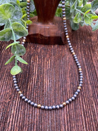 Cindy Sterling Silver & Gold Navajo Necklace - 18"