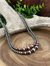 Eclipse Varied Navajo Pearl & Gemstone Necklace -Spiny Red