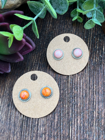 Posey Round Stone Post Earrings