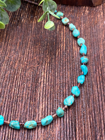 Milford Tumbled Turquoise & Brown Heishi Necklace - 18"