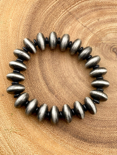 Bixby 12mm Navajo Saucer & Bead Stretch Bracelet