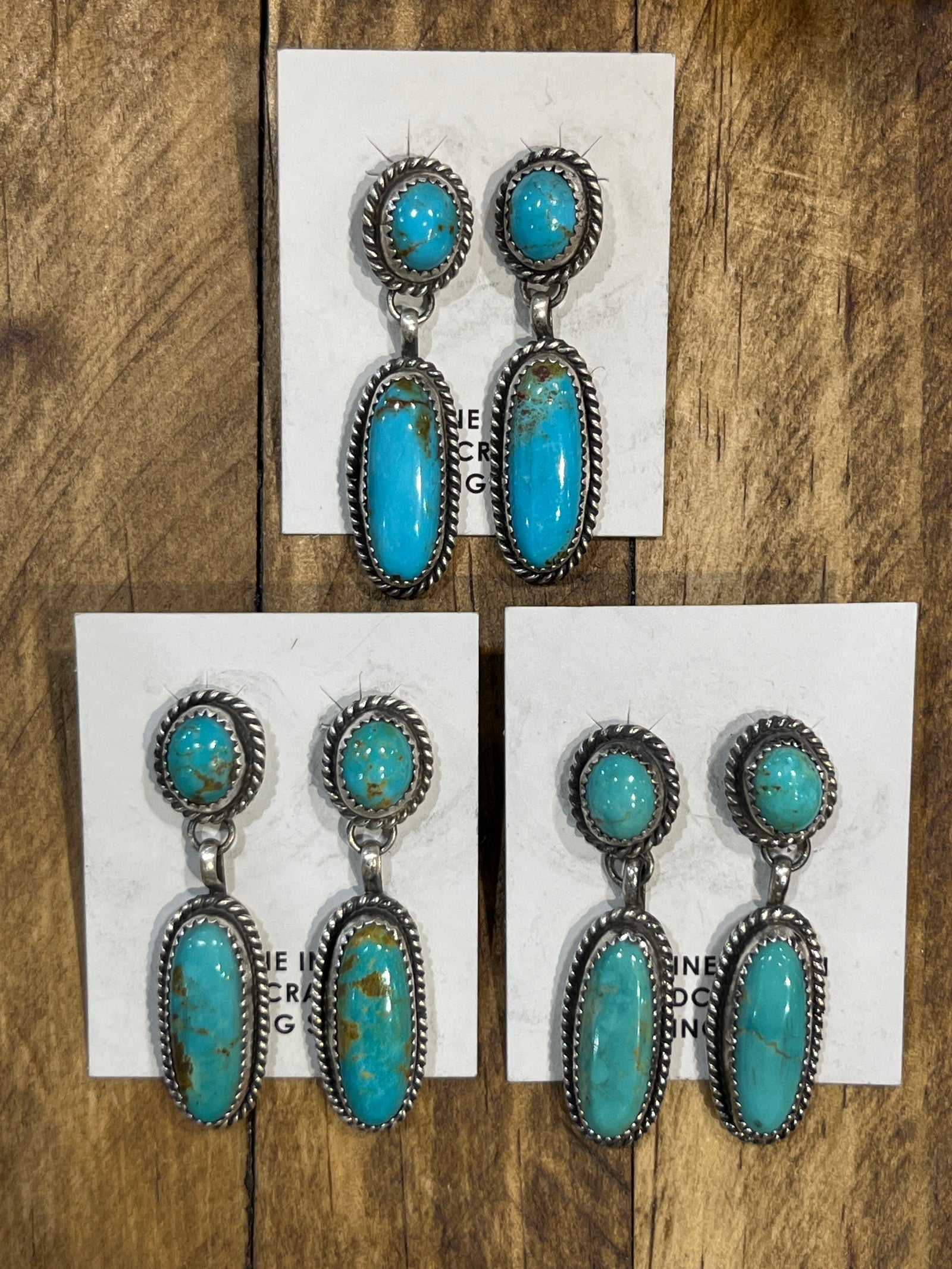 Gillian Kingman Turquoise Oval Drop Earrings - 1.75"