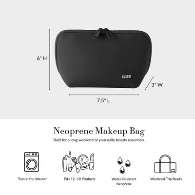 Neoprene Makeup Bag- Machine Washable Cosmetic Case