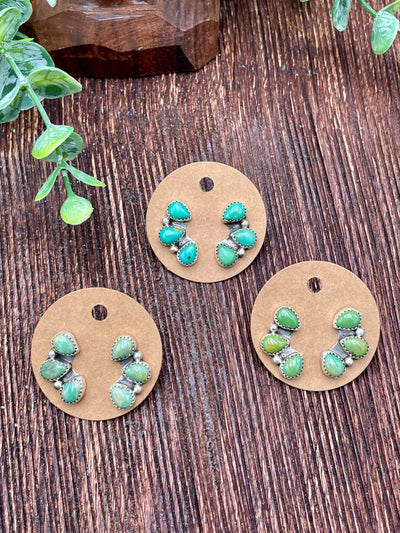 Beth Stacked Teardrop Turquoise Earrings