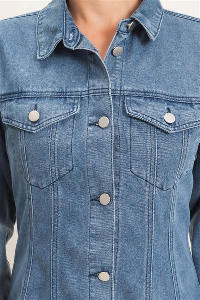 close up of denim jacket