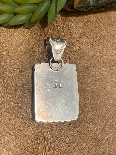 Wilco Sterling Star Framed White Buffalo Rectangle Pendant