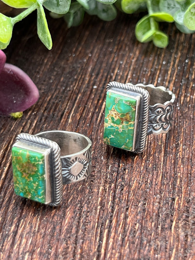 Nori Turquoise Rectangle Sterling Ring - Size 8.5