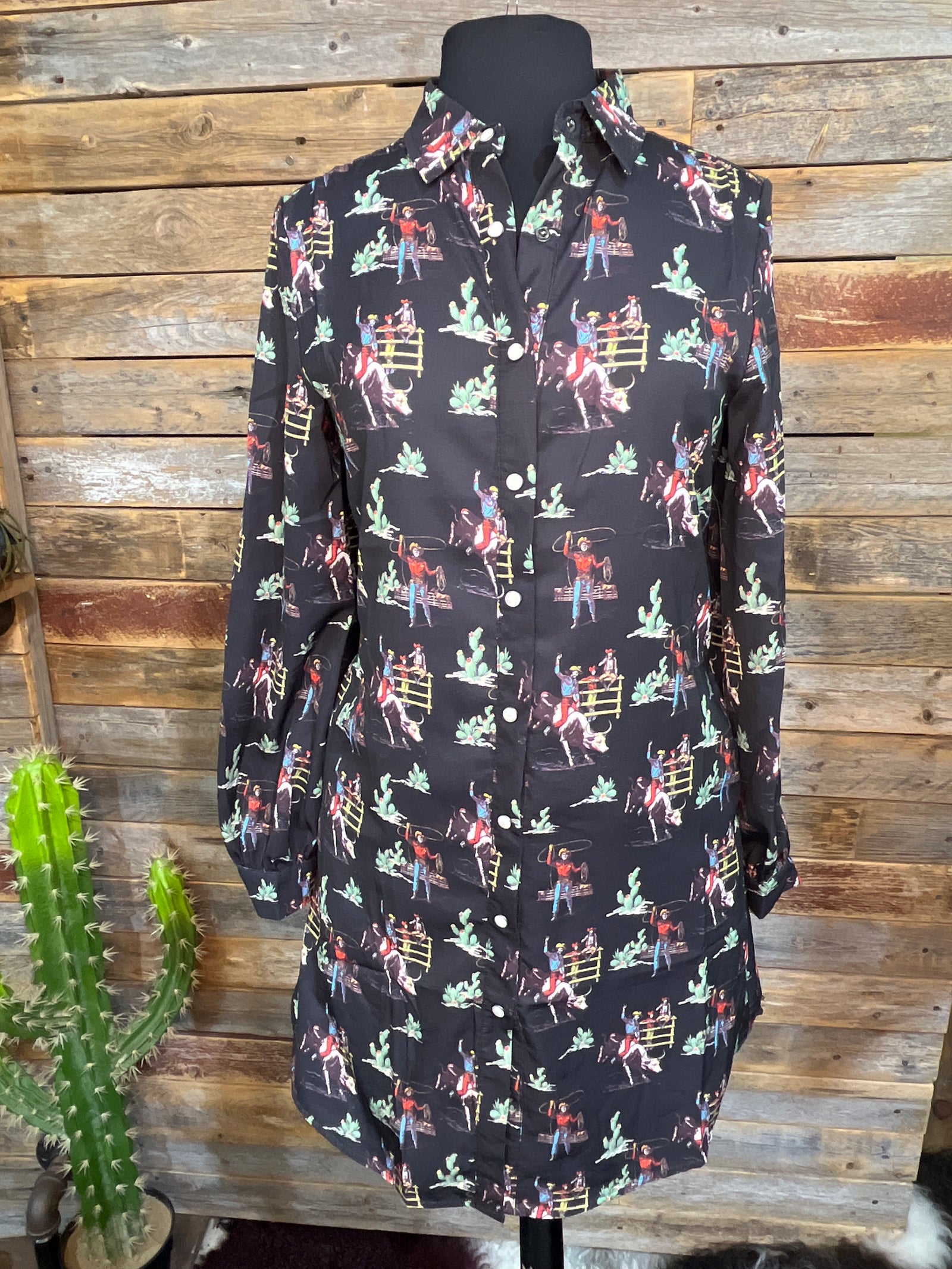 Cowboy Button Down Black Dress