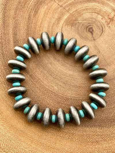 Bixby 12mm Navajo Saucer & Bead Stretch Bracelet