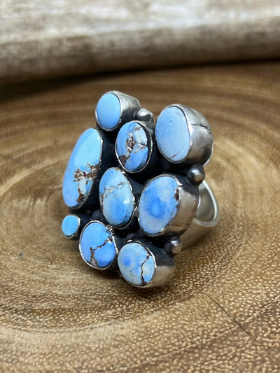 Melanie Golden Hills Turquoise Stacked Pebble Ring - size 8
