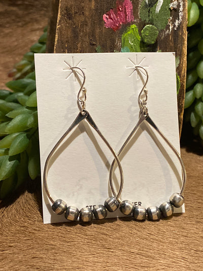 Rory Wire Teardrop 6mm Navajo Earrings - 2.4"