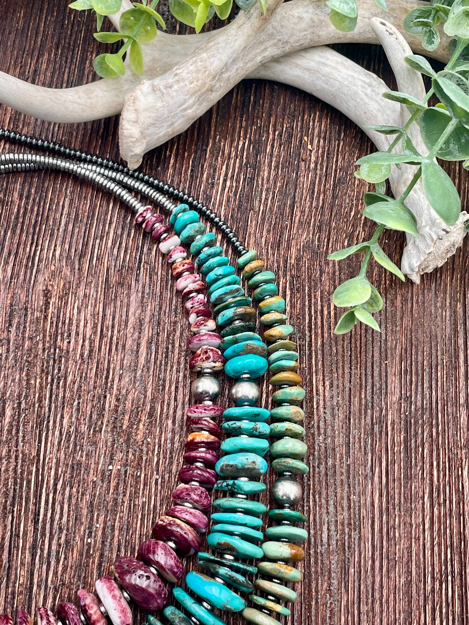 Wayside Silver & Tumbled Stone Saucer Necklace - 20"