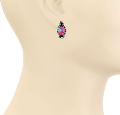 Bissel Stone Stud Earrings With Ball Detail