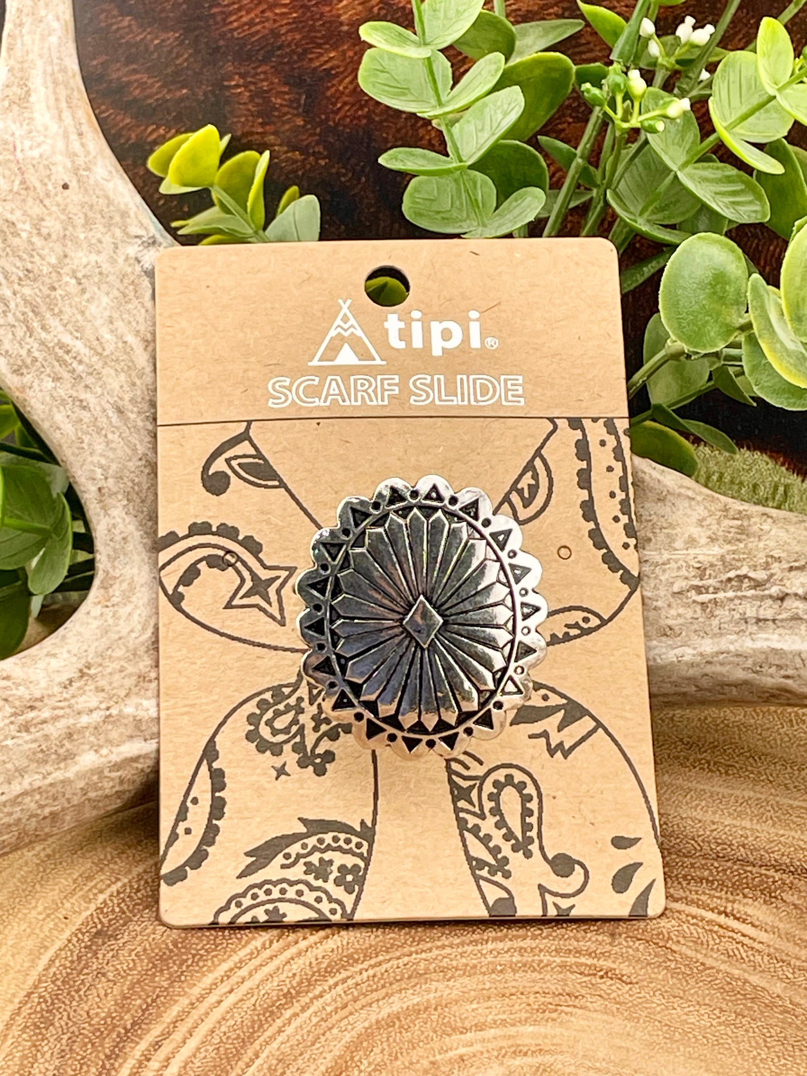 Hillside Fashion Silver Shield Concho Scarf Slide - 1.8"