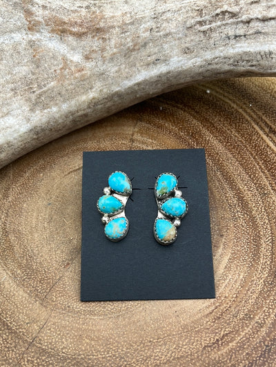 Concord Sterling Triple Teardrop Curved Earrings - Turquoise