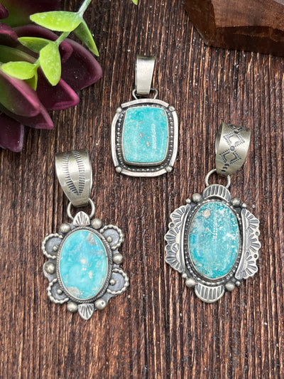 Kennedy White Water Turquoise Sterling Pendants