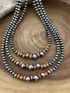 Eclipse Varied Navajo Pearl & Gemstone Necklace -Spiny Orange