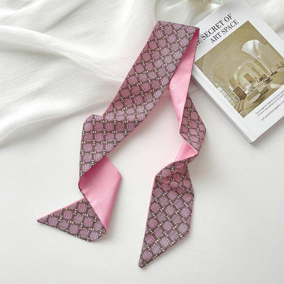 Pink Floral Skinny Scarf – Hair Tie & Bag Ribbon_CWASC0708