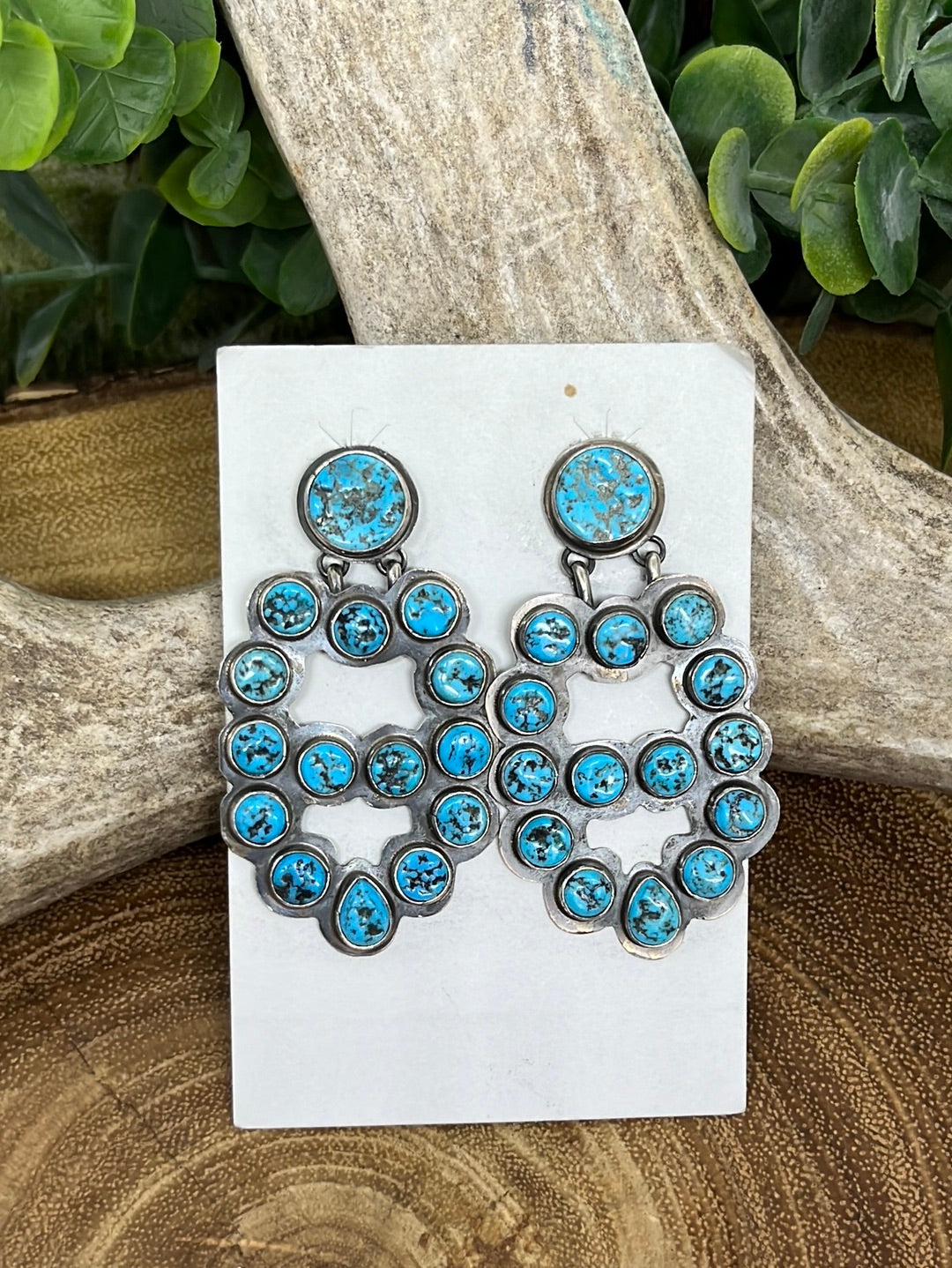 Horseshoe Natural Kingman Turquoise Stone Post Earrings