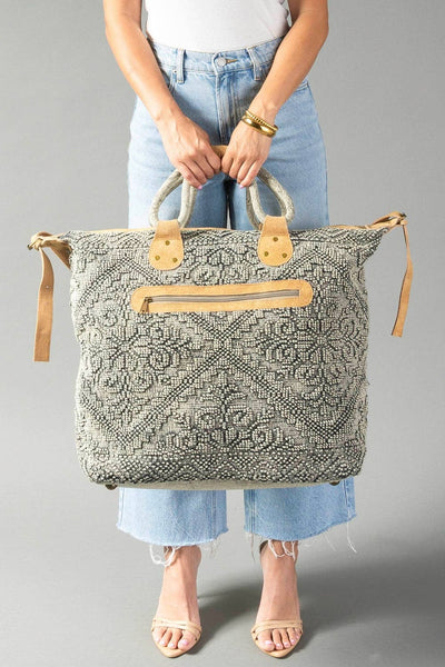 Gray Vintage Inspired Textured Tote
