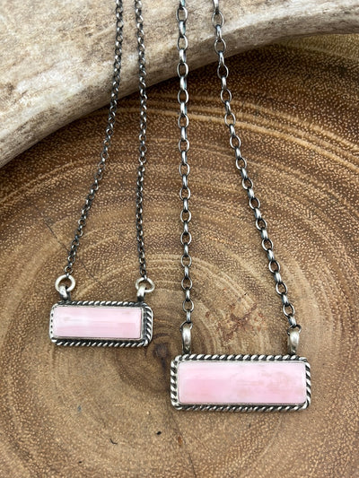 Howell Roped Sterling Pink Conch Bar Necklace - 16"