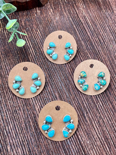 Beth Stacked Teardrop Turquoise Earrings
