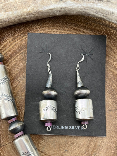 Joni Sterling Silver Barrel & Saucer Bead Necklace & Earring Set