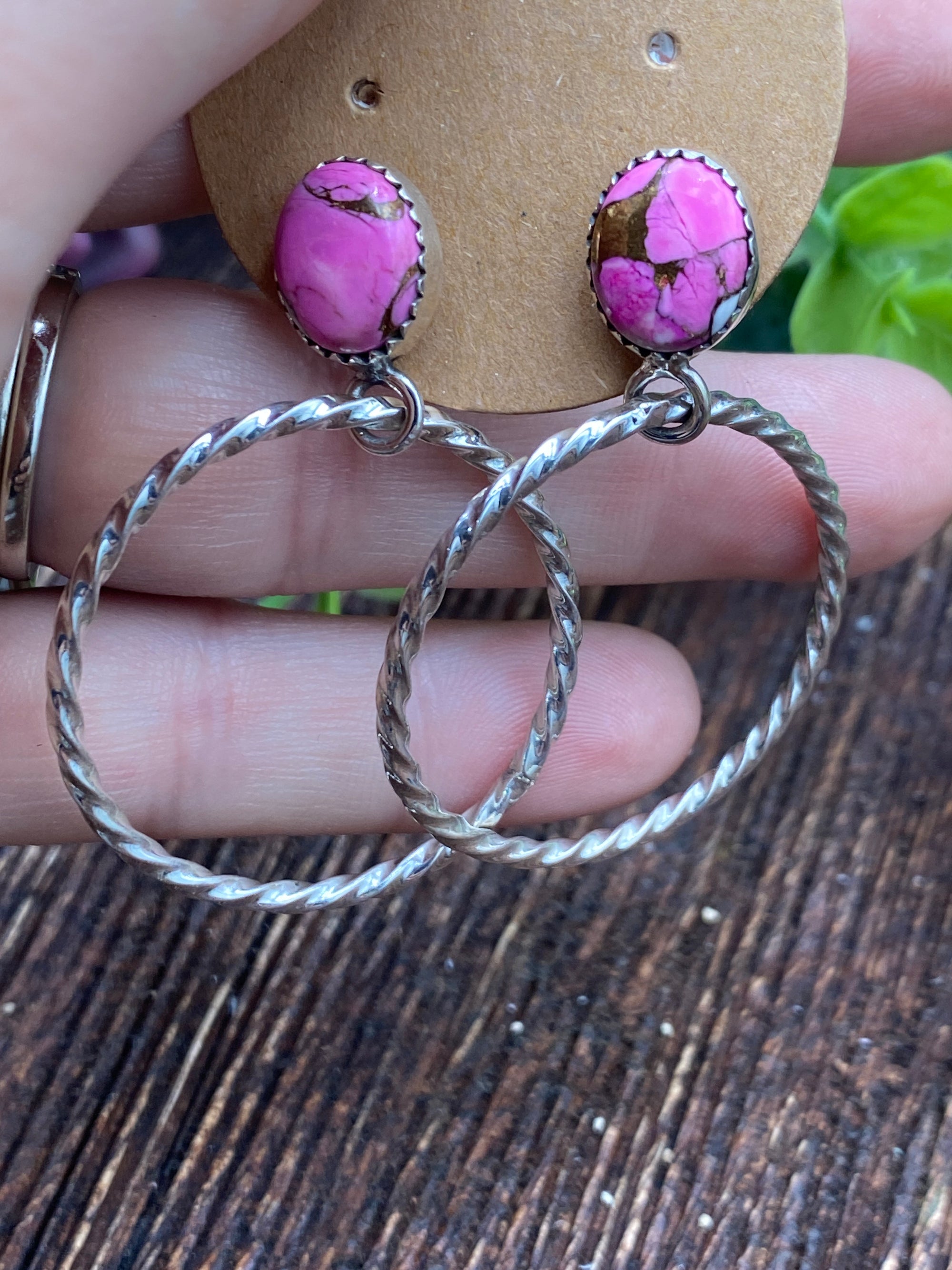 Cotton Candy Turquoise Hoop Earrings