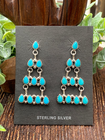 Iness Teardrop Chandelier Earrings - Turquoise