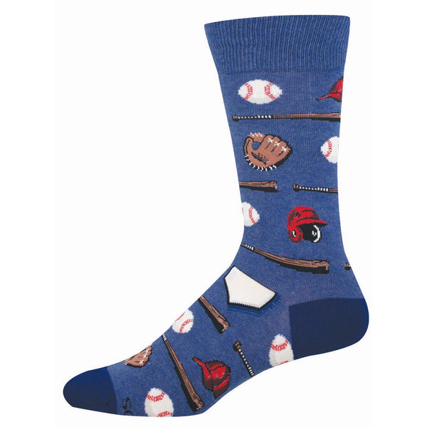 Playing Hardball Graphic Crew Socks - Blue Heather