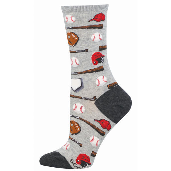 Playing Hardball Crew Socks - Light Gray Heather