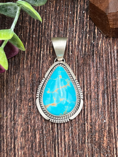 Bryson Kingman Turquoise Sterling Teardrop Pendants