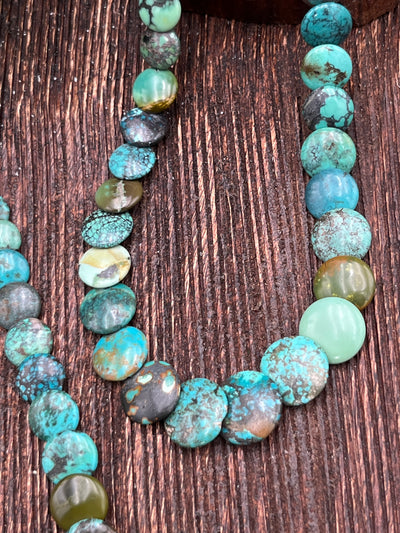 Annie Flat Turquoise Saucer Necklace - 18"