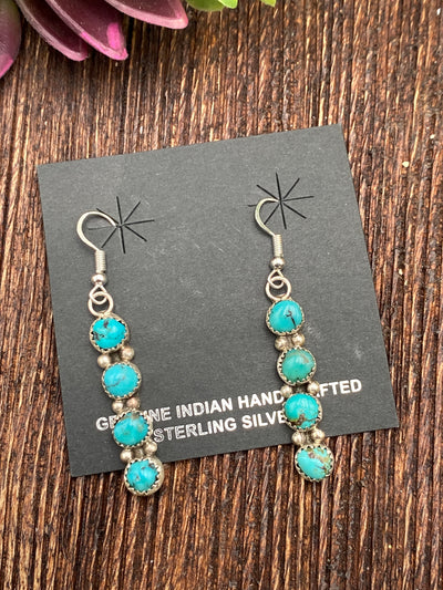 Altera Stacked 4 Round Stone Fish Hook Earrings - 2"