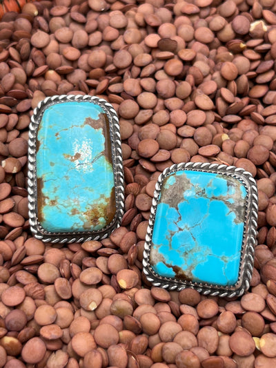 Fillmore Roped Sterling Turquoise Rectangle Ring - Adjustable